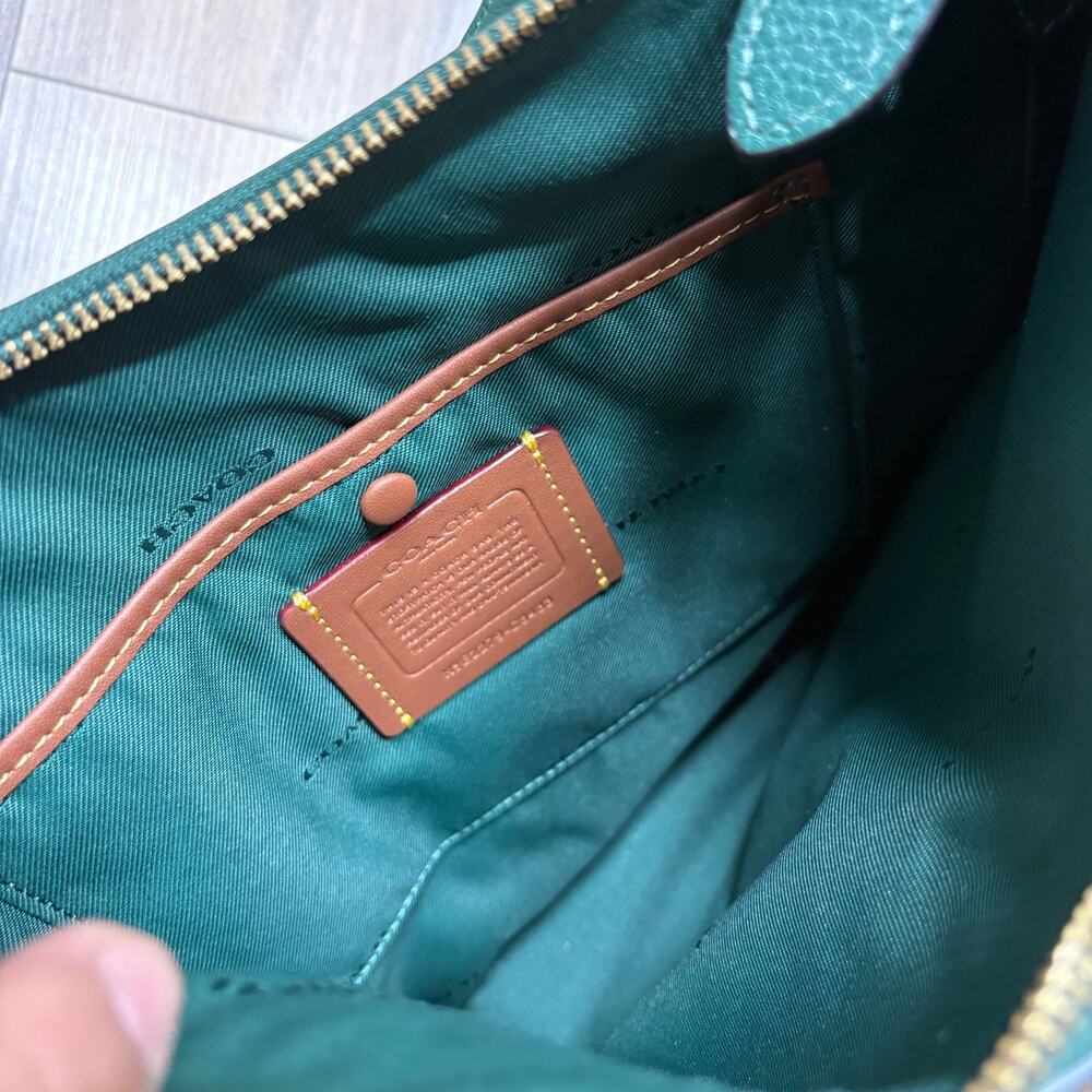 Coach Chaise Crossbody Bag Dark Pine Leather Detachable Strap Zip Back Pocket - Picture 9 of 12